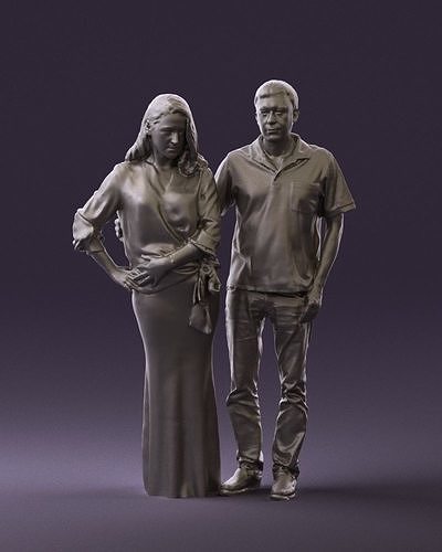 Man in red polo hug womn 0751 3D Print Ready 3D print model