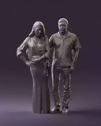 Man in red polo hug womn 0751 3D Print Ready