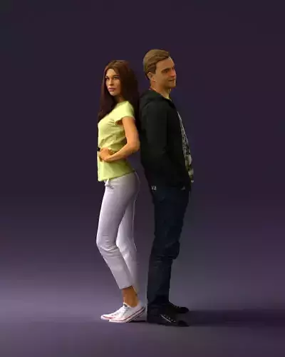 Man and woman back to back 0688 3D Print Ready