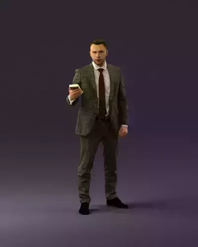 001056 businessman in darkgray suit money in hand