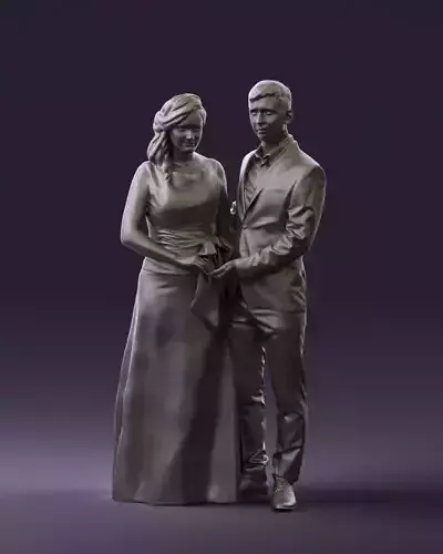 Man and woman in dress 0778 3D Print Ready