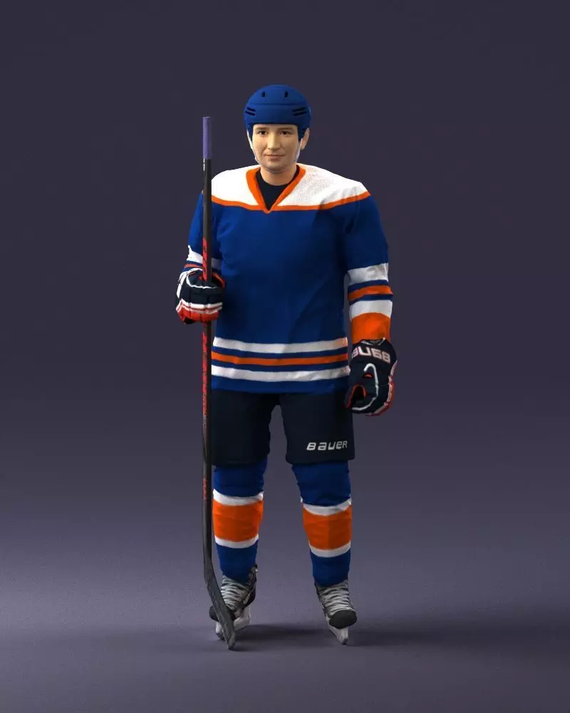000638 Ice Hockey Player with Stick Full Body 3D Scan 3D model