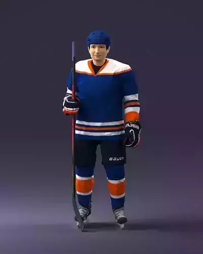 000638 Ice Hockey Player with Stick Full Body 3D Scan