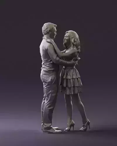 Man and woman in dress hugs 0791 3D Print Ready