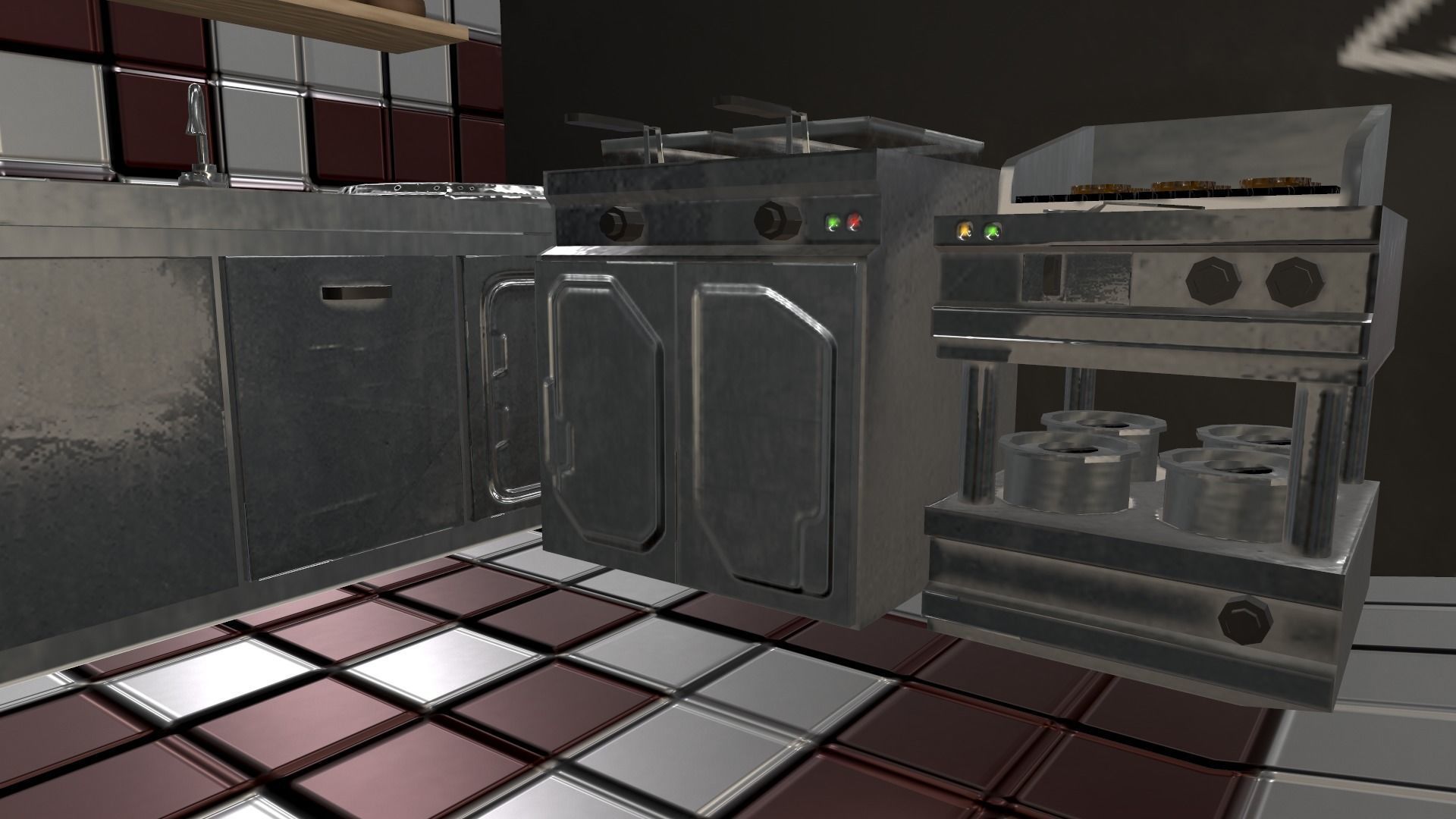 Cyberpunk City - Burger Stand Low-poly 3D model_11