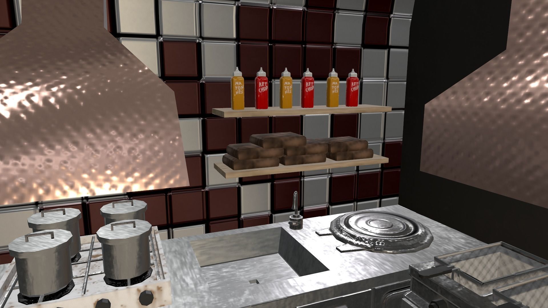 Cyberpunk City - Burger Stand Low-poly 3D model_9