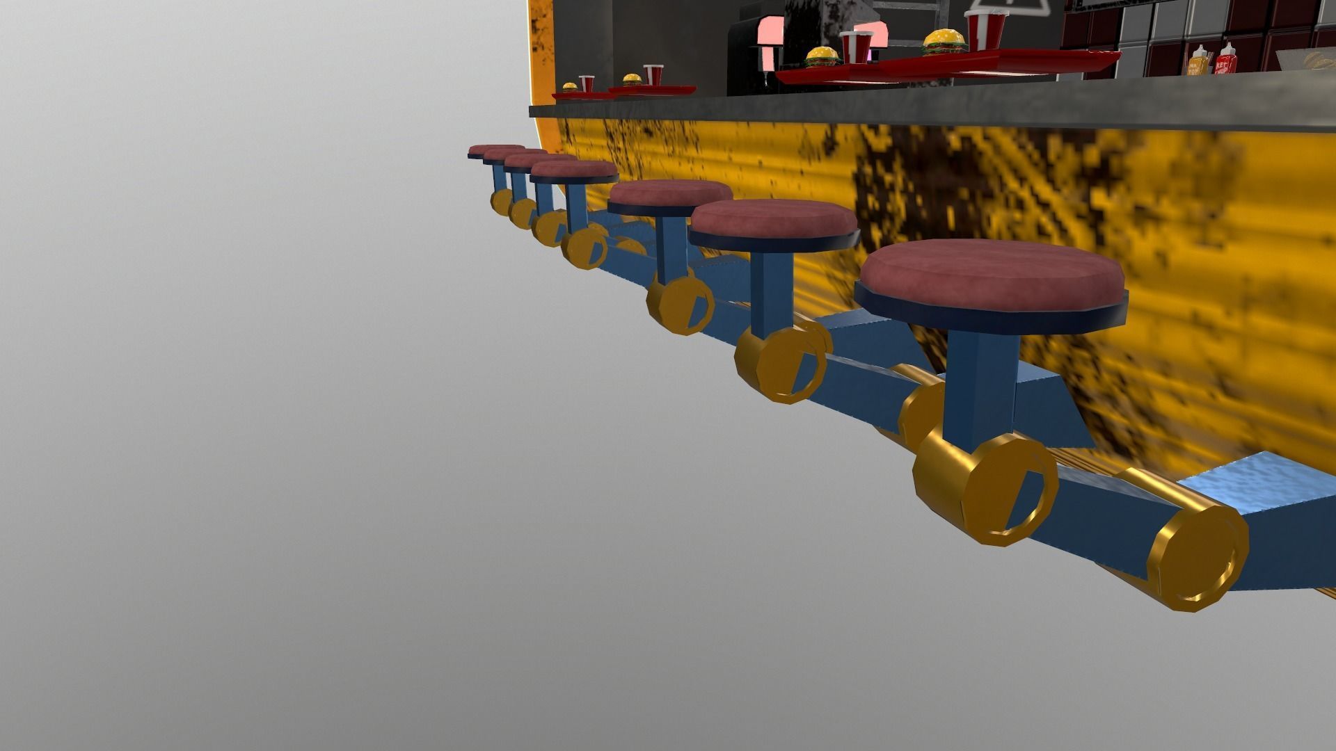 Cyberpunk City - Burger Stand Low-poly 3D model_13