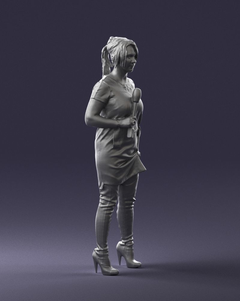 Woman with microphone 0331 3D model_10