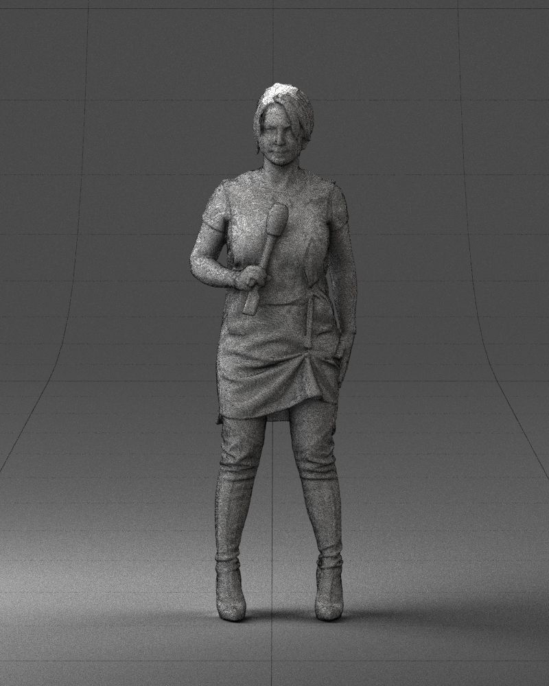 Woman with microphone 0331 3D model_2