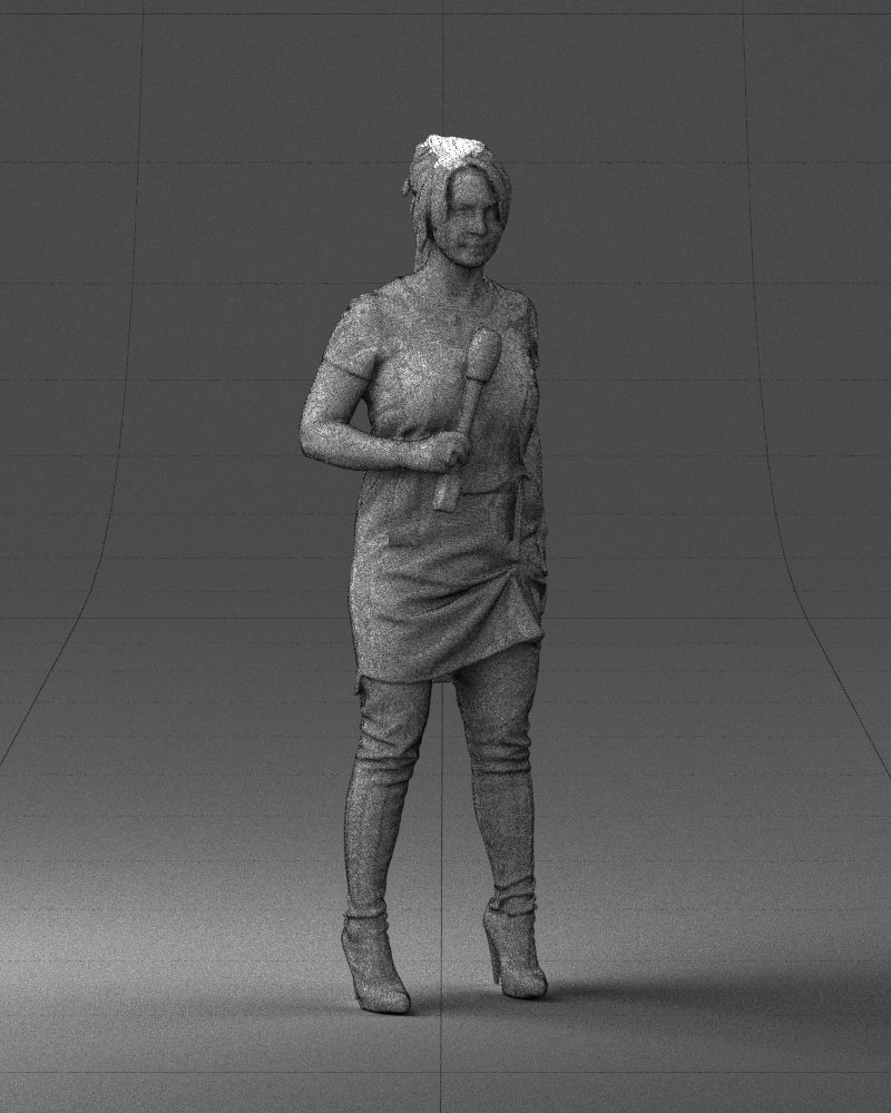 Woman with microphone 0331 3D model_8