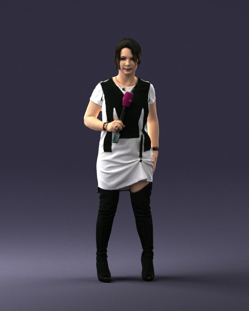Woman with microphone 0331 3D model_3