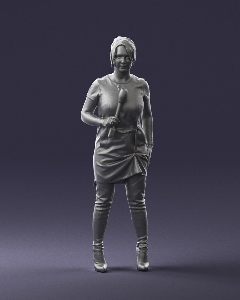 Woman with microphone 0331 3D model_4