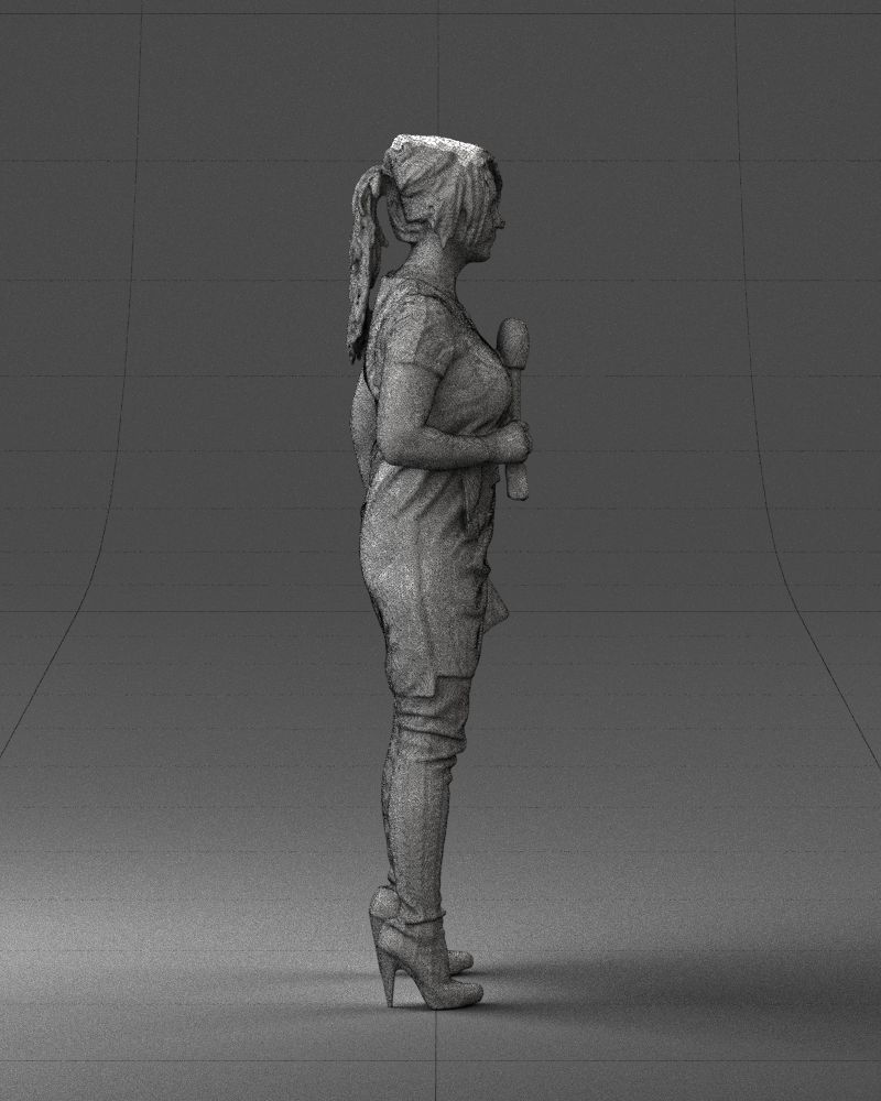 Woman with microphone 0331 3D model_14