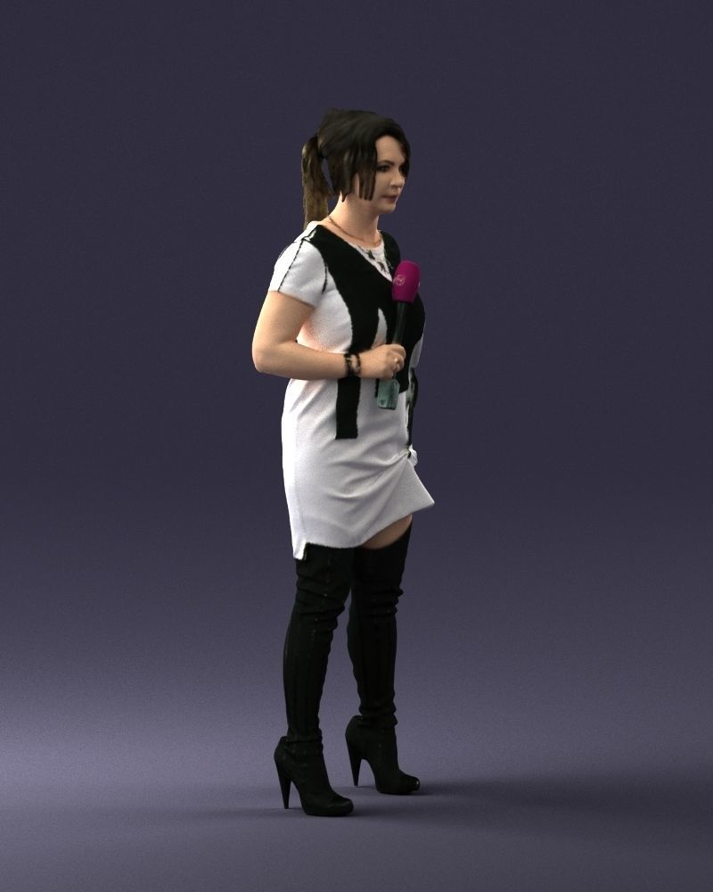 Woman with microphone 0331 3D model_9