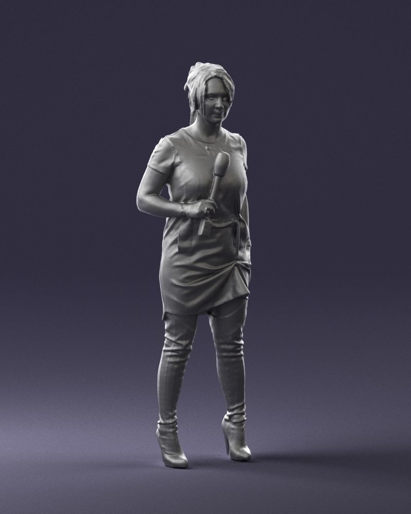 Woman with microphone 0331 3D model_7
