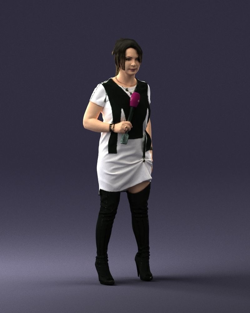 Woman with microphone 0331 3D model_6