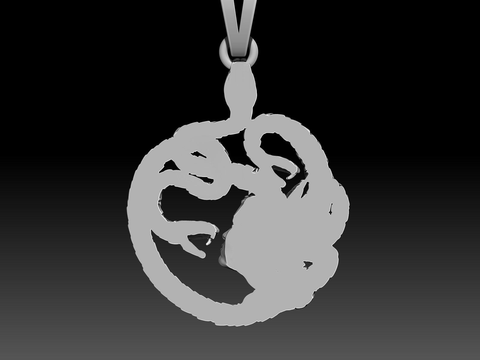 Medusa Sculpture pendant jewelry Gold necklace 3D print model_6