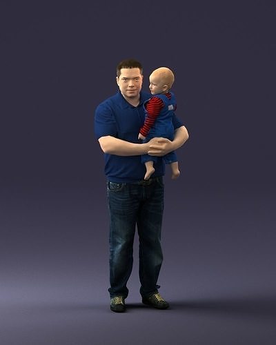 Man with child 0132 3D Print Ready 3D print model