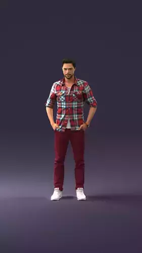 Man with beard and checked shirt 0342 3D model