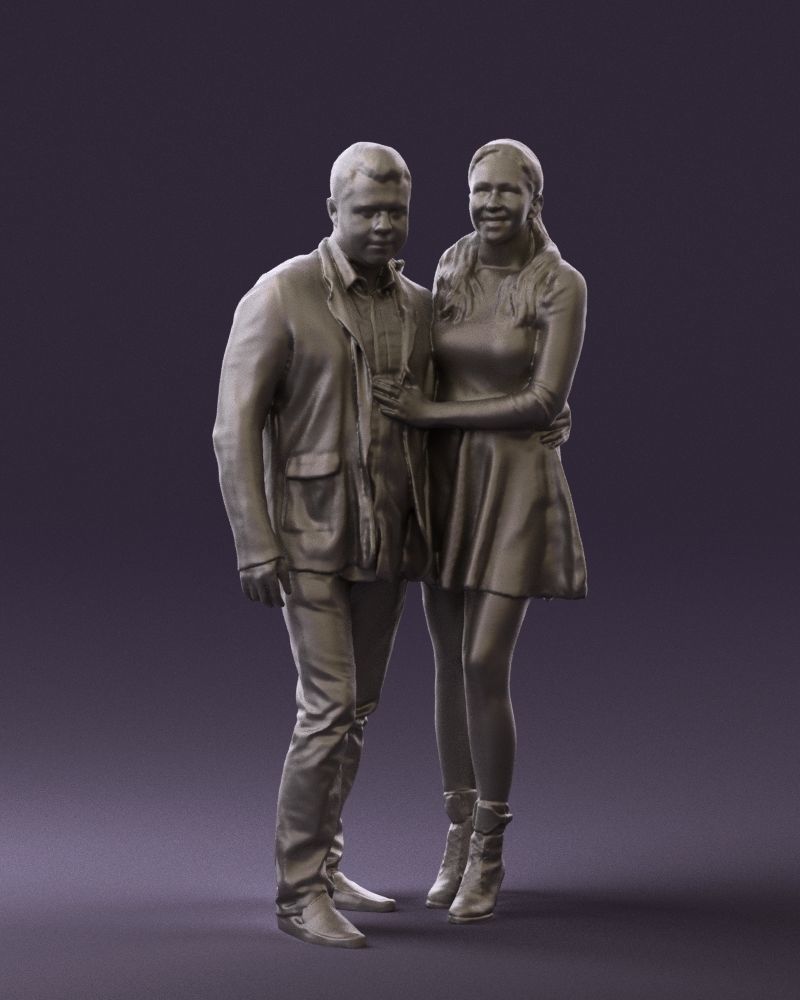 Man and woman in blue dress 0596 3D model_4