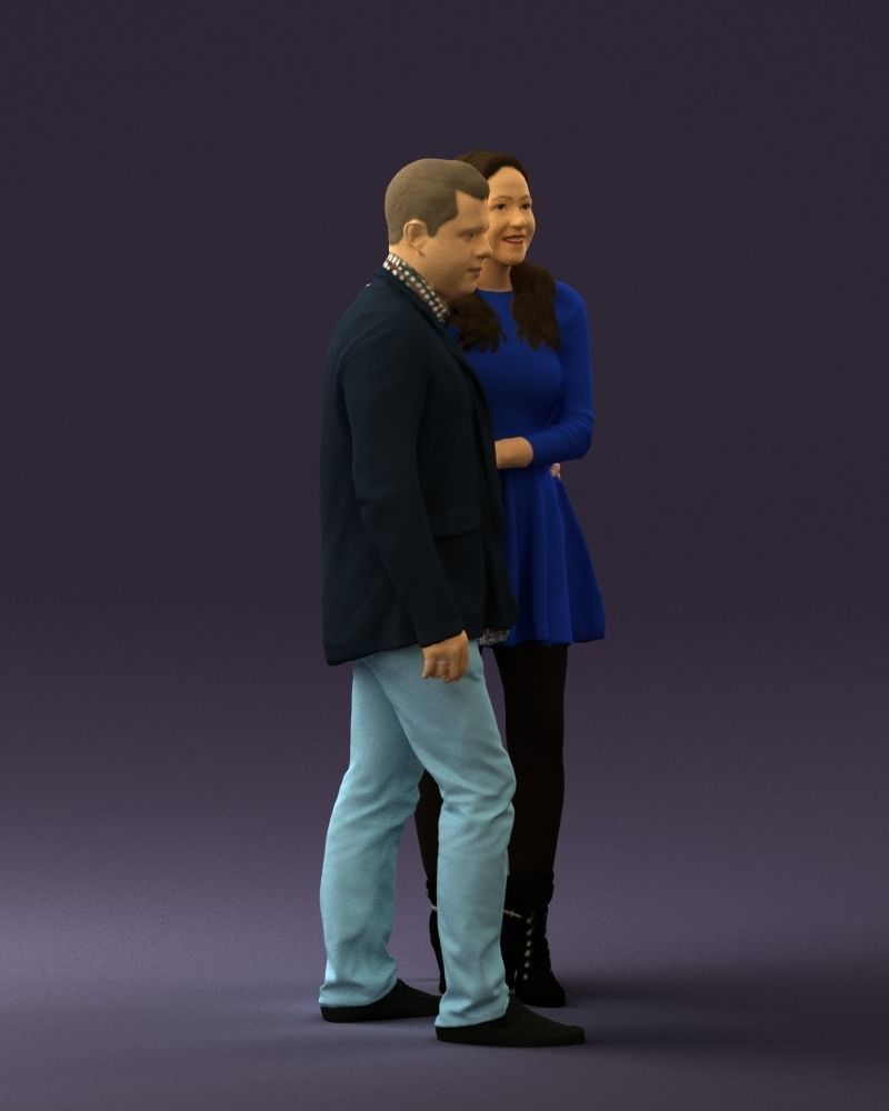 Man and woman in blue dress 0596 3D model_9