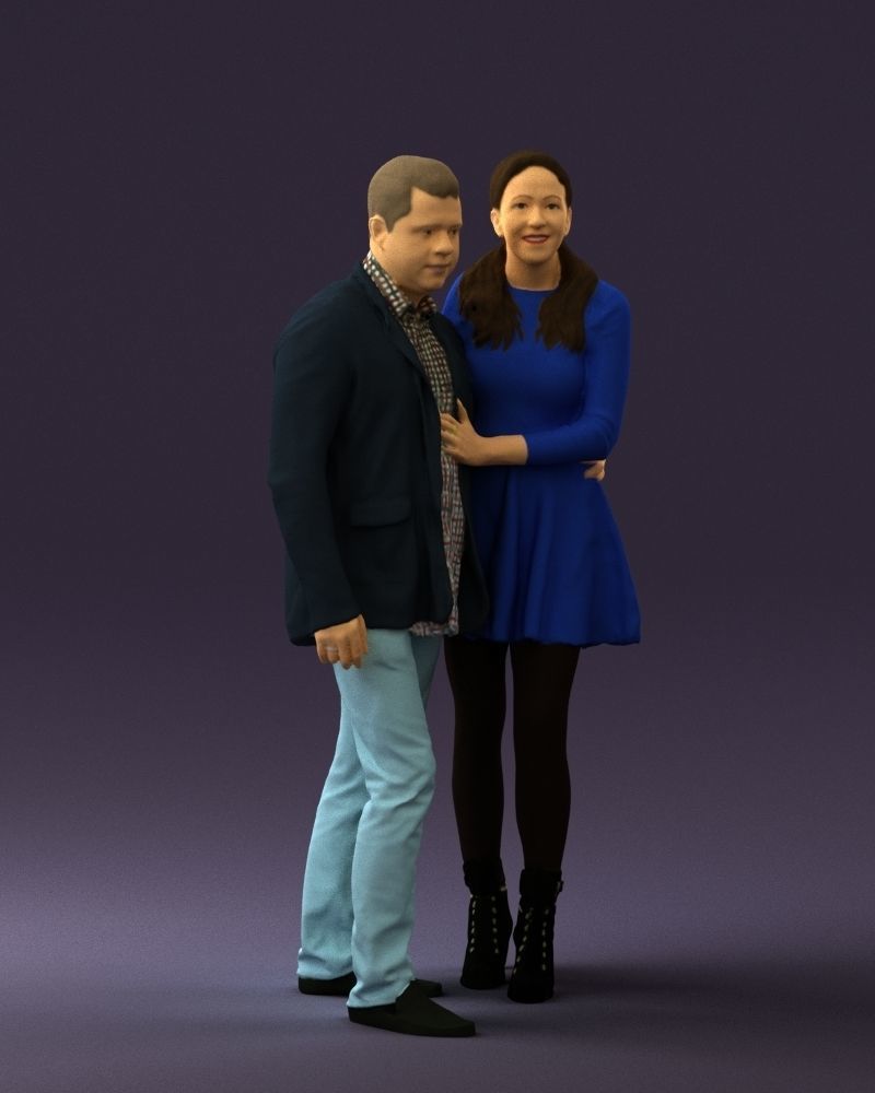 Man and woman in blue dress 0596 3D model_6