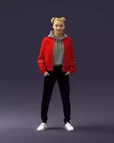 Teenage girl in a red jacket 0273