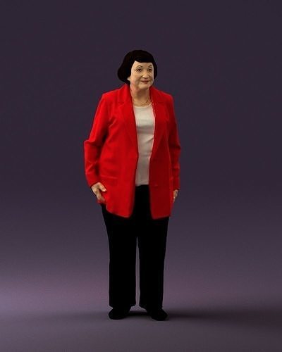 Old woman in red jacket 0449 3D print model 3D print model
