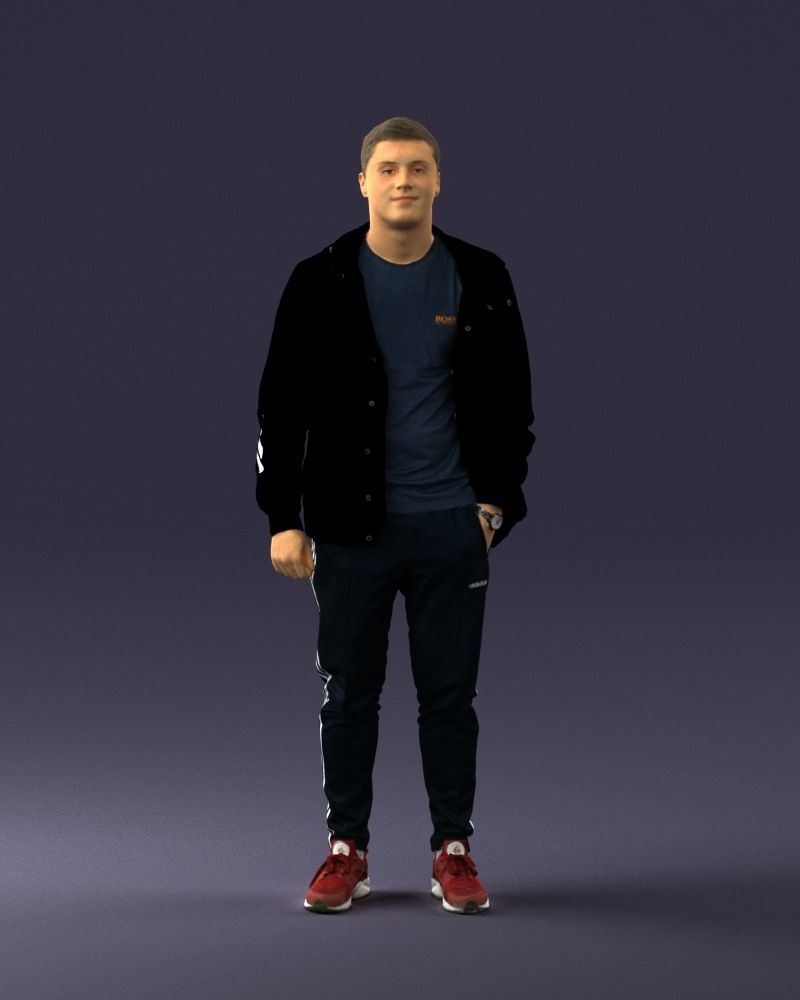 Man in a black tracksuit 0274 3D Print Ready 3D print model_36
