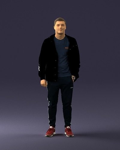 Man in a black tracksuit 0274 3D Print Ready 3D print model