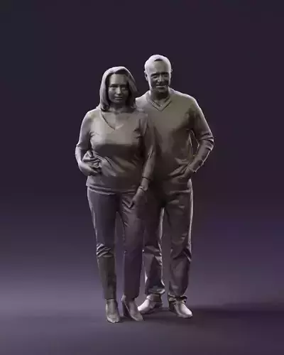 Man in yellow top hug his wife 0826 3D Print Ready 3D print model
