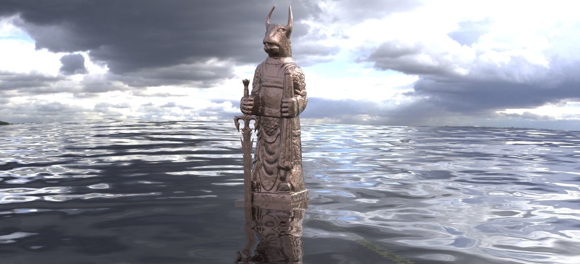 Reptile Statue 3D model_2