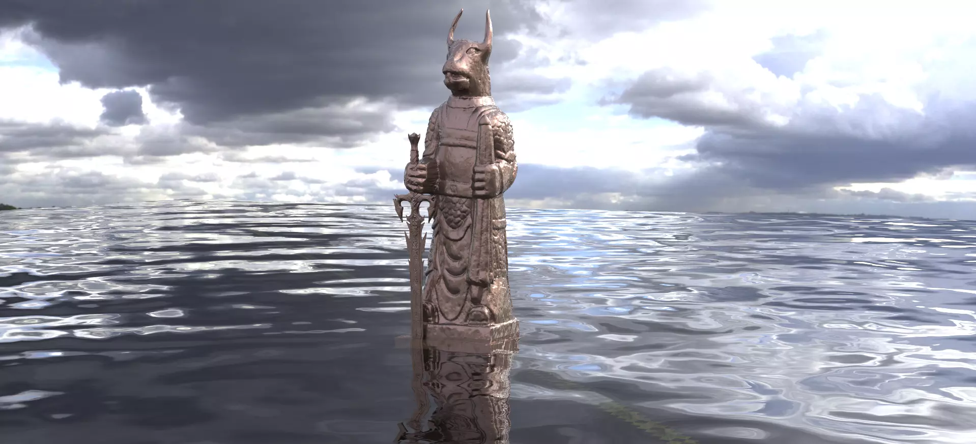 Reptile Statue 3D model_0