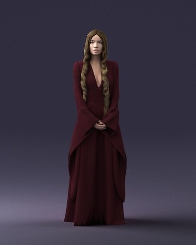 Lady in dress 1105 3D Print Ready 3D print model