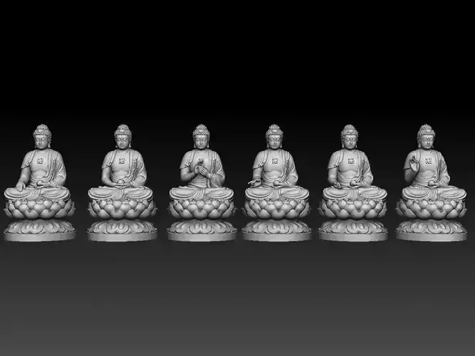 Buddha five statues