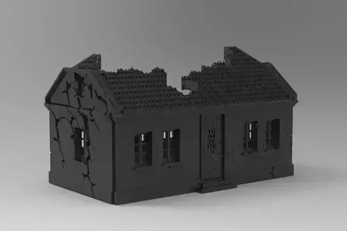 ww2 european destroyed house 28mm