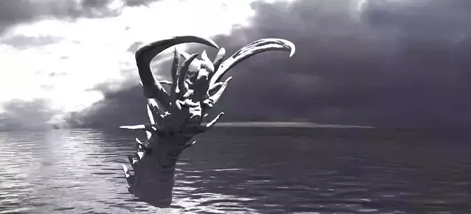 Centipede monster in sea 3D model