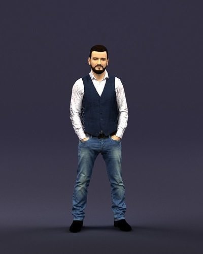 Hands in pockets man 0398 3D Print Ready 3D print model