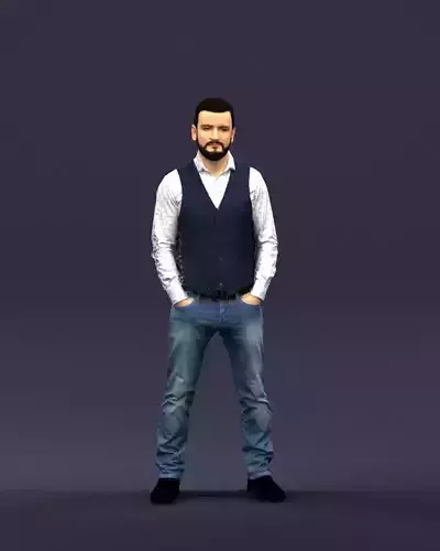 Hands in pockets man 0398 3D Print Ready 3D print model