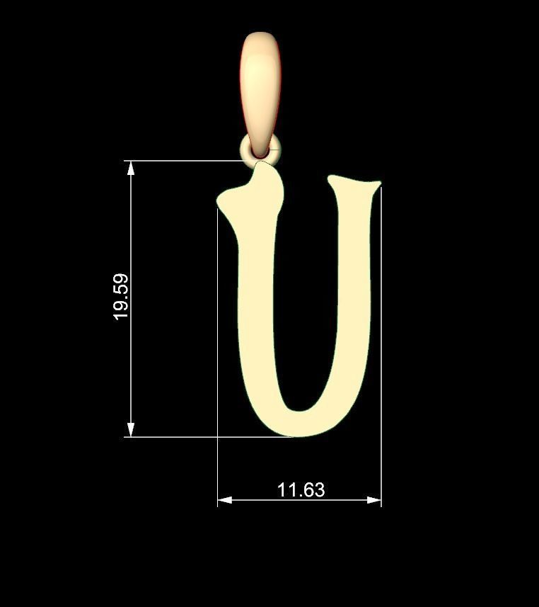 Initial Letters Pendant HalloWitch U 3D print model_4