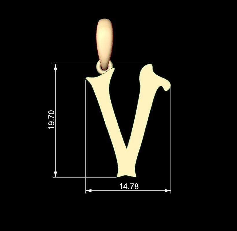 Initial Letters Pendant HalloWitch V 3D print model_4