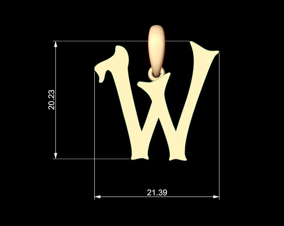 Initial Letters Pendant HalloWitch W 3D print model_4