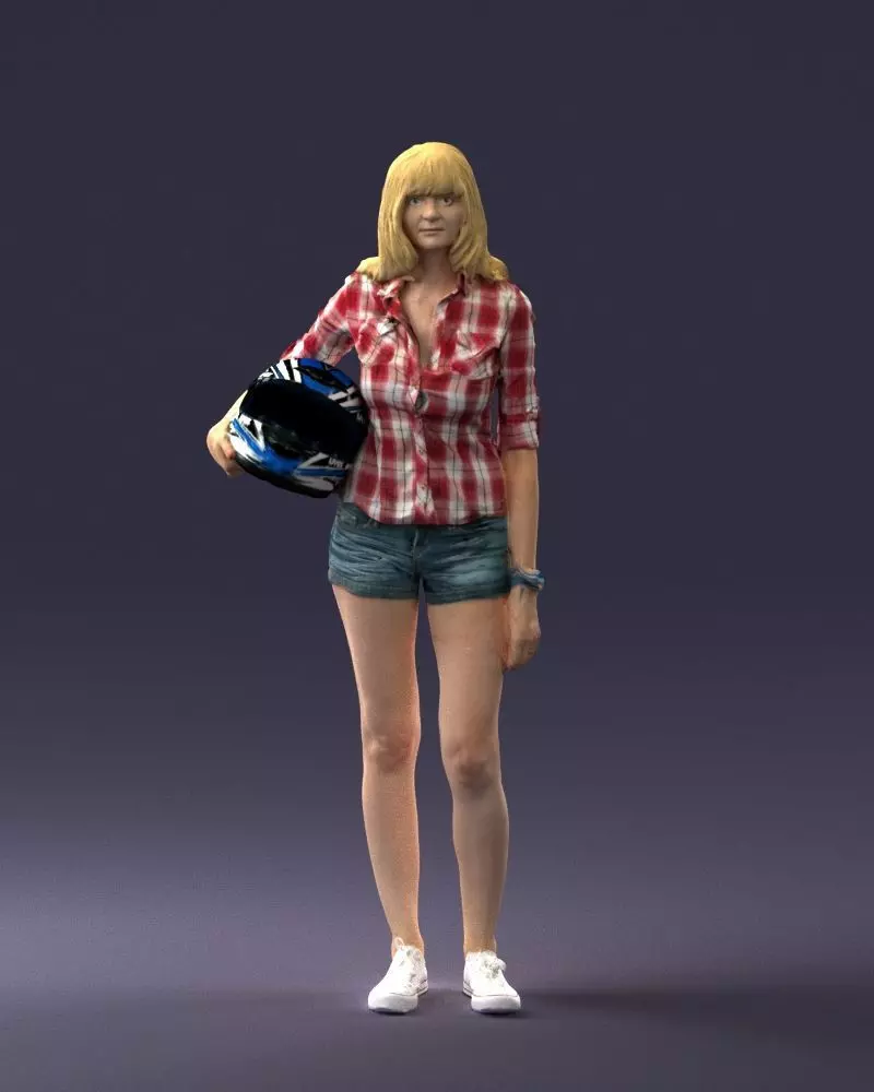 000022 Girl with motorcycle helmet 0623 3dp 3D print model