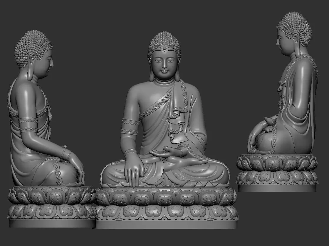 Buddha statues 3D model_0