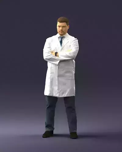 000460 Doctor in White Lab Coat with Arms Folded