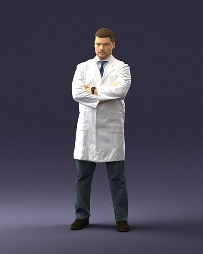 Man in white coat 0126 3D Print Ready 3D print model
