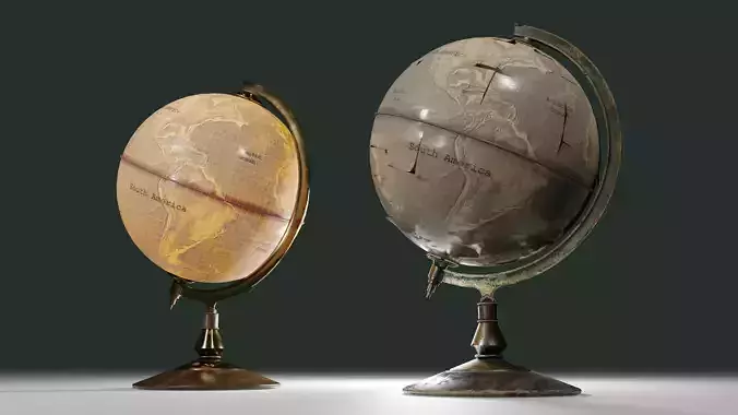 Desk globe world map Low-poly 3D model