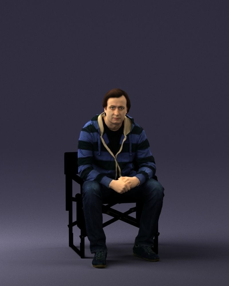 Man is sitting on a chair 0182 3D Print Ready 3D print model_36