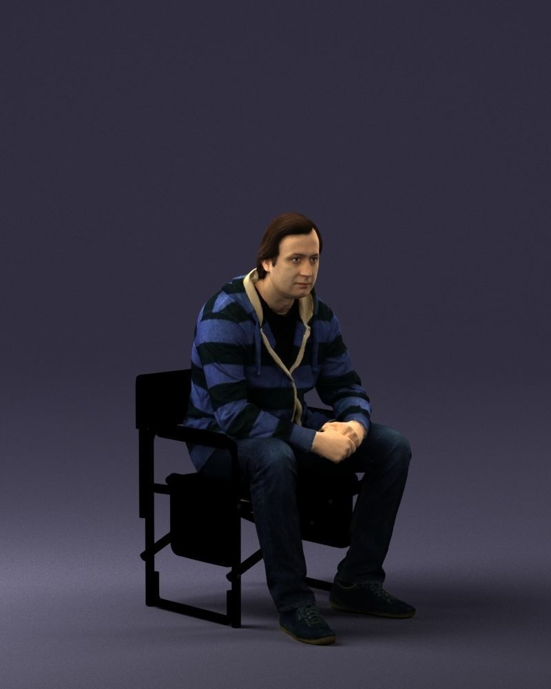 Man is sitting on a chair 0182 3D Print Ready 3D print model_6