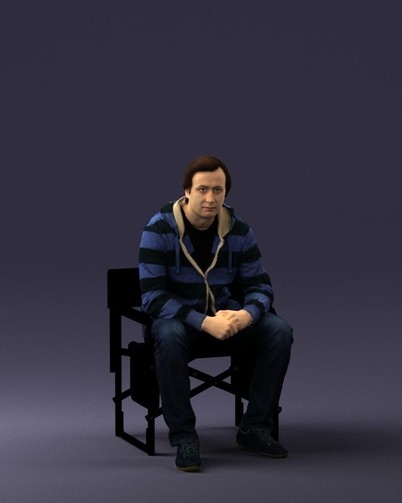 Man is sitting on a chair 0182 3D Print Ready 3D print model_3